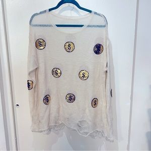 💙 WILDFOX sequin gold coin sweater
